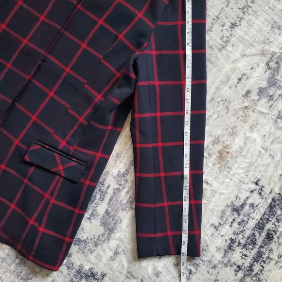 NorthStyle Women's Navy Blue Blazer with Red window Pane Plaid print Sz XL EUC - Picture 3 of 15